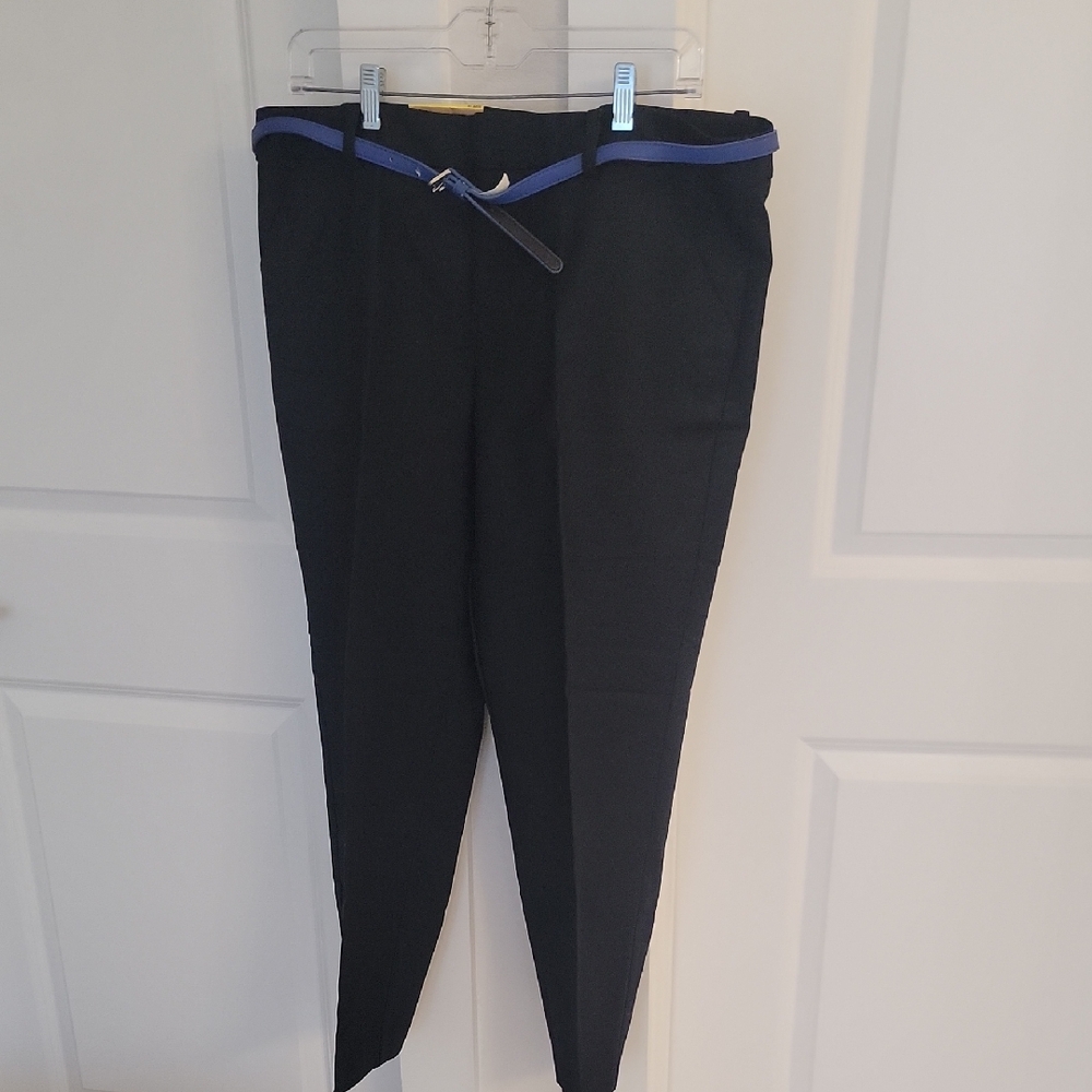 Merona Black Trousers with Blue Accent Belt